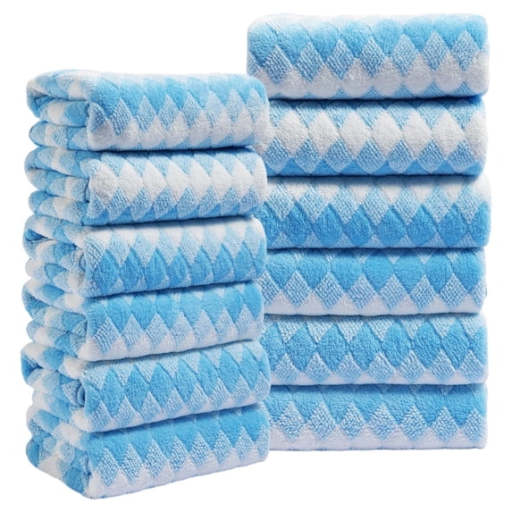 Beartech 12 Piece Hand Towels Set,Microfiber & Less Lint Bathroom Hand Towels, Ultra Soft And Highly Absorbent 600GSM Quick Dry Bath Towels For Bathroom,Gym,Hotal,Spa,Travel-Sky Blue
