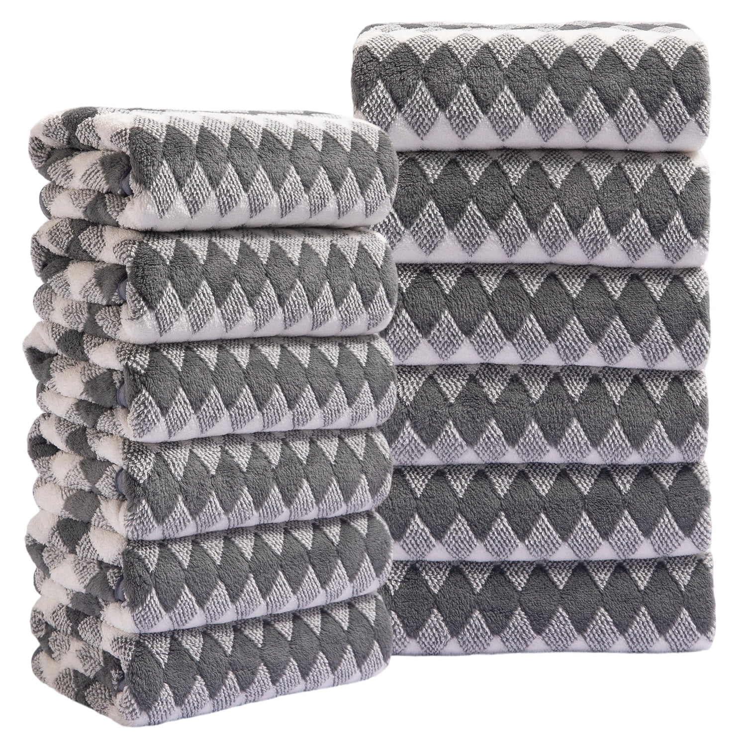 Beartech 12 Piece Hand Towel Set, Ultra Soft and Highly Absorbent Microfiber Towels 600GSM Quick Dry 16"x32" Hand Towels For Bathroom,kitchen-Dark Gray