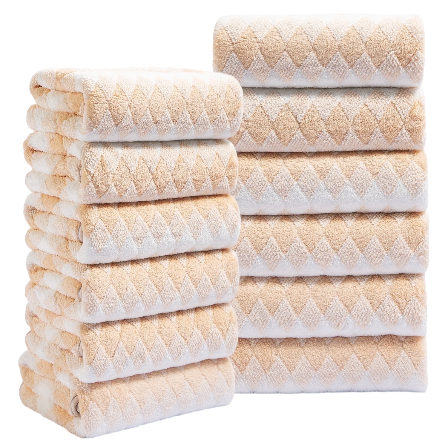 Beartech 12 Piece Hand Towel Set, Ultra Soft and Highly Absorbent Microfiber Towels 600GSM Quick Dry 16"x32" Hand Towels For Bathroom,kitchen-Apricot Yellow