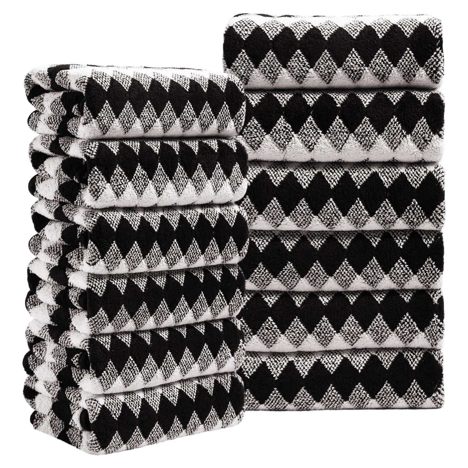 Beartech 12 Piece Hand Towel Set, Ultra Soft and Highly Absorbent Microfiber Towels 600GSM Quick Dry 16"x32" Hand Towels For Bathroom,kitchen-Black