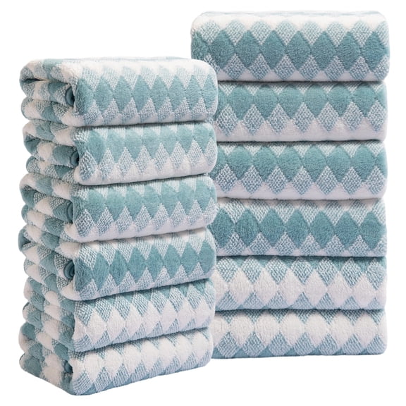 Beartech 12 Piece Hand Towels Set,Microfiber & Less Lint Bathroom Hand Towels, Ultra Soft And Highly Absorbent 600GSM Quick Dry Bath Towels For Bathroom,Gym,Hotal,Spa,Travel-Turquoise