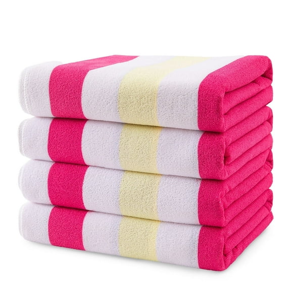 Beartech 4 Pack Oversized Microfiber Beach Towel, 30x60 inches Super Absorbent Quick Dry Camping Travel Towels Lightweight Outdoor Large Swim Towel for Adults Rose Red Yellow