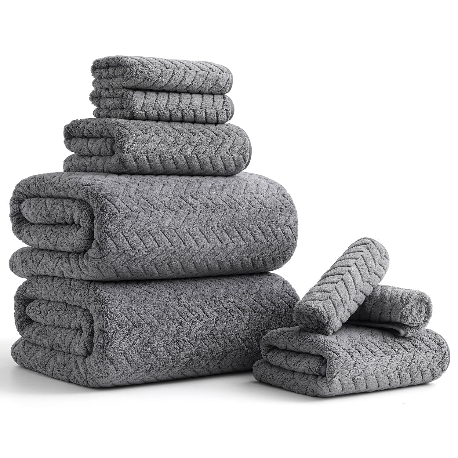Beartech 8 Piece Bath Towel Set |2 Oversized Large Bath Towels Sheet, 2 Hand Towels & 4 Washcloths| Ultra Soft Towel Set Highly Absorbent Quick Dry Hotel Towel Collection