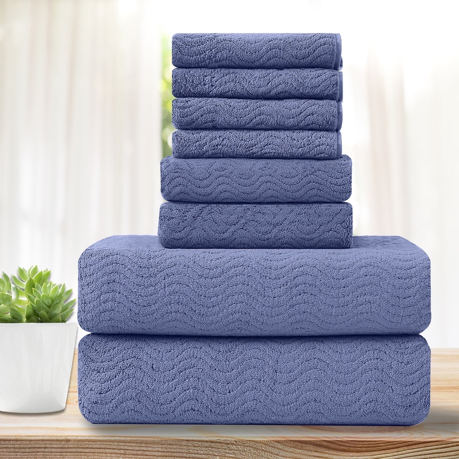 Anray Home Luxurious Bath Towel Set 8 Piece - 600 GSM 100% microfiber ...