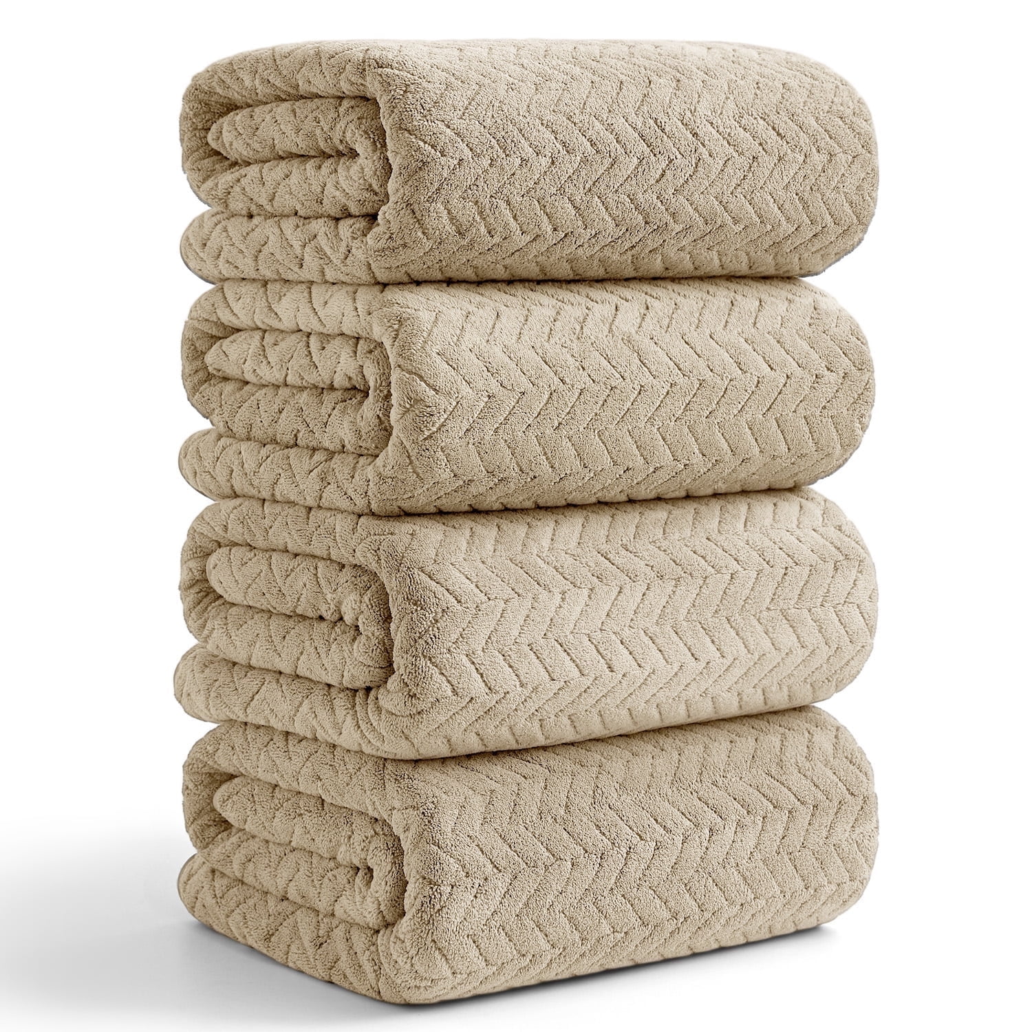 Beartech 4 Pack Microfiber Bath Towels Set - 4 Bath sheet,Soft Family Towel, Highly Absorbent Towel, Quick Dry & Less Lint Shower towel for Bathroom, Hotel-Camel - Walmart.com