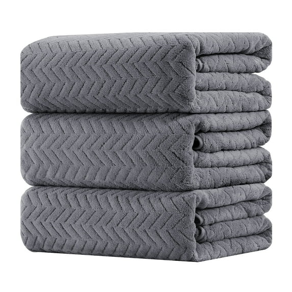 Beartech 3 Pack Microfiber Bath Towel Set Soft & Quickly Dry Bathroom Towel,Super absorbent Plush Bath Sheet Towel Oversized Towels Hotel Shower Towel-Dark Gray