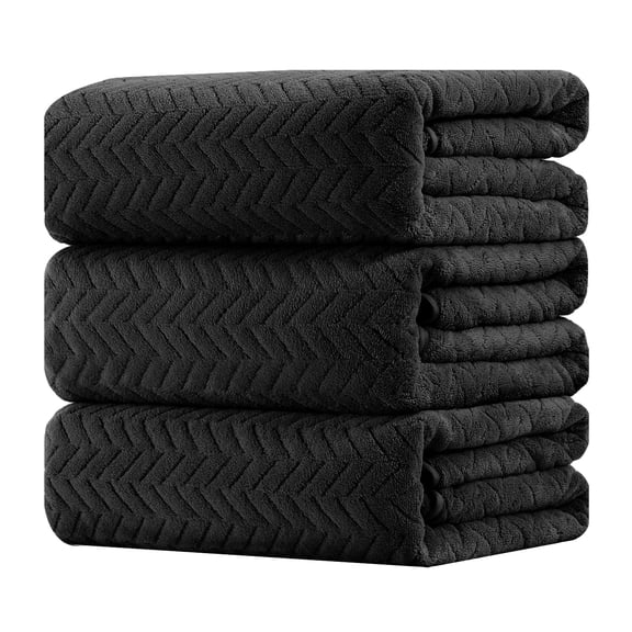 Beartech 3 Pack Microfiber Bath Towel Set Soft & Quickly Dry Bathroom Towel,Super absorbent Plush Bath Sheet Towel Oversized Towels Hotel Shower Towel-Black