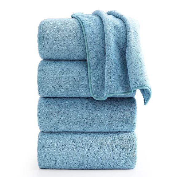 Beartech 4 Pack Large Size Microfiber Bath Towel Set 35×70 IN, Soft Highly Absorbent Quick Dry Shower Bath Towels, Lint Resistant Multipurpose Bathroom Towels for Family Home Hotel Spa, Pine Green