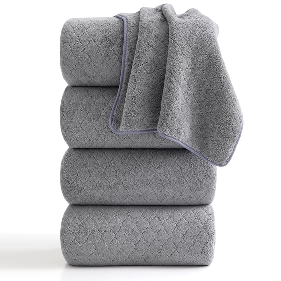 Beartech 4 Pack Large Size Microfiber Bath Towel Set 35×70 IN, Soft Highly Absorbent Quick Dry Shower Bath Towels, Lint Resistant Multipurpose Bathroom Towels for Family Home Hotel Spa, Dark Gray