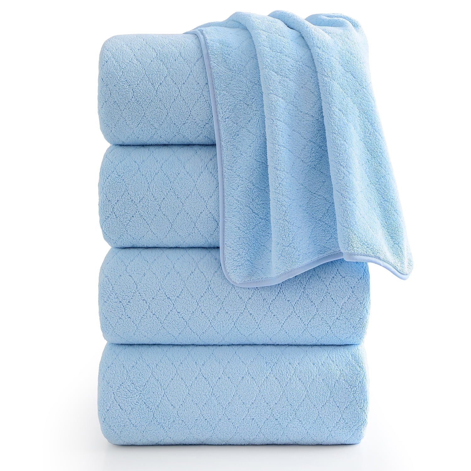 Beartech 4 Pack Microfiber Bath Towels Set - Soft Bathroom Towels,Lightweight Towels Highly Absorbent Family Towels, Quick Dry & Less Lint Shower towels for Hotel, Spa-Blue