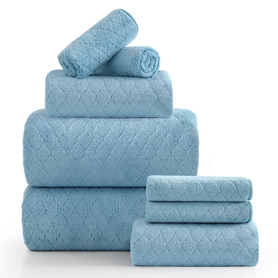 Beartech 8 Piece Microfiber Bath Towels Set - 2 Bath sheet, 2 Hand, 4 ...