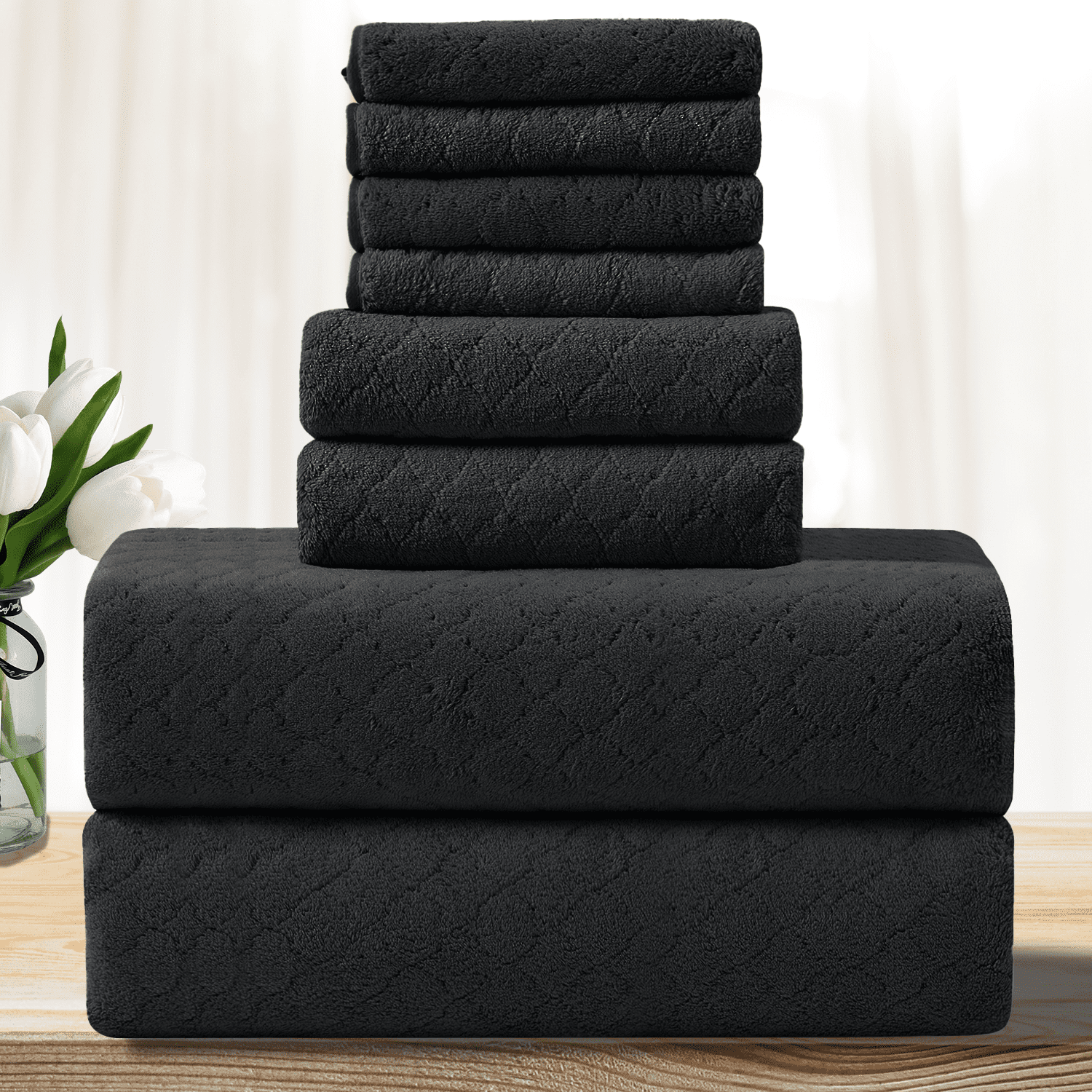 Anray Home Bath Towel Set 8 Pcs Ultra Soft Microfiber Bathroom Towel ...