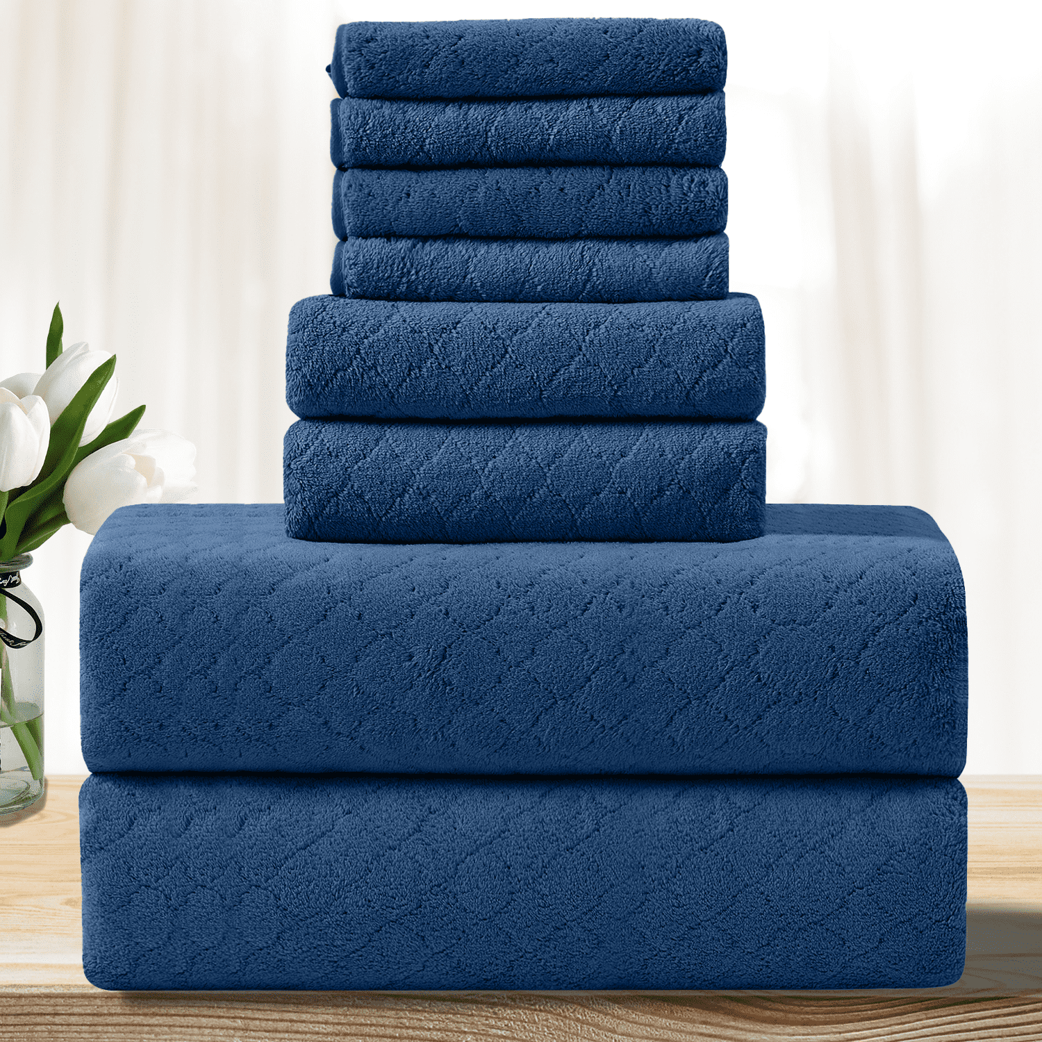 Anray Home Bath Towel Set 8 Pcs Ultra Soft Microfiber Bathroom Towel ...