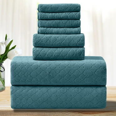 Anray Home Bath Towel Set 8 Pcs Ultra Soft Microfiber Bathroom Towel Set Plush Oversized Towels Luxury Hotel Spa Gym Kitchen Collection