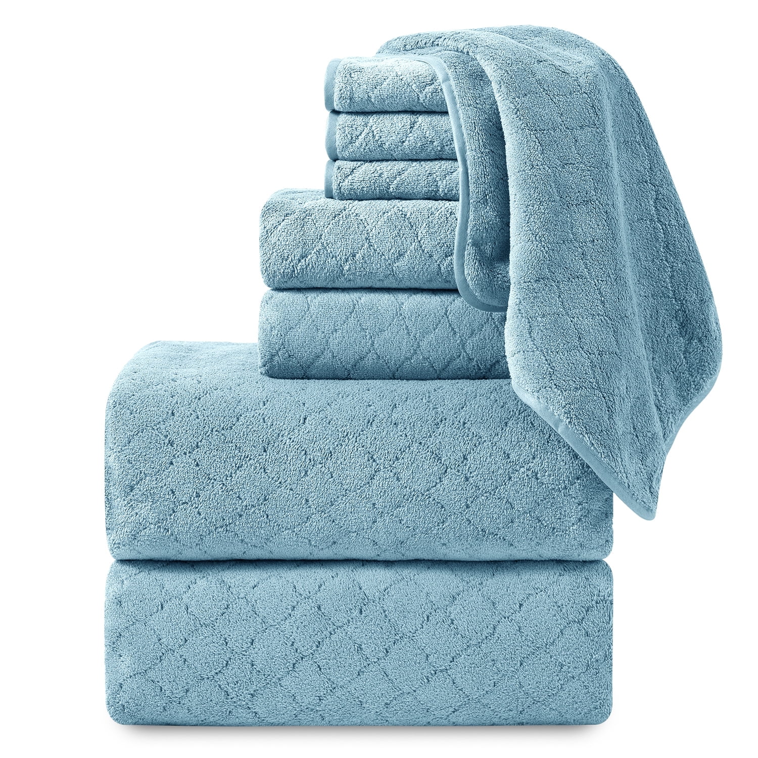 Beartech 8‑Piece Microfiber Bath Towel Set, 2 Bath Sheets, 2 Hand Towels, 4 Washcloths, Ultra Soft Highly Absorbent Quick‑Dry Less‑Lint Machine Washable Towels for Bathroom Spa Hotel Gym, Green Pine