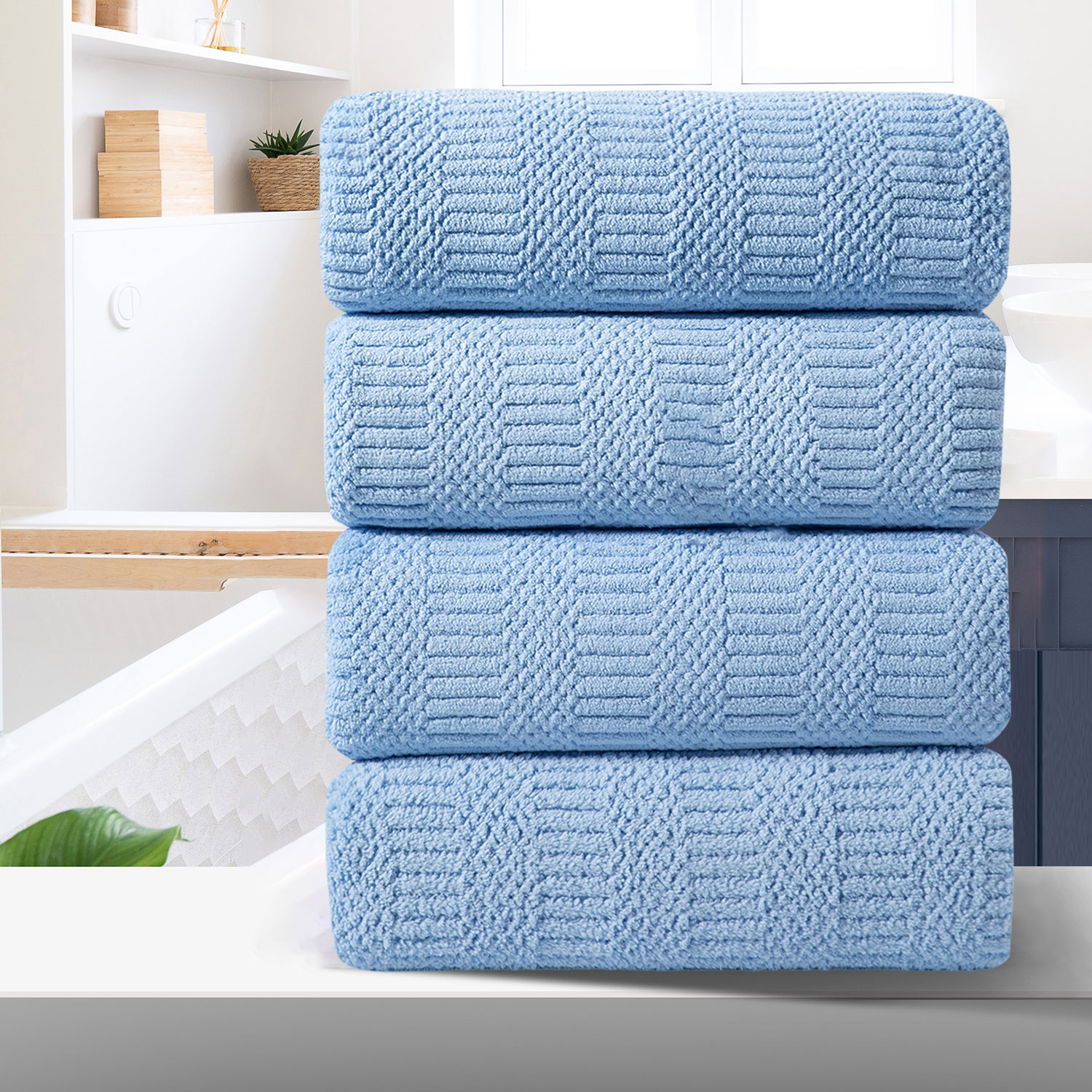 Anray Home Bath Towel Set 4-Pack Ultra Soft Microfiber Bathroom Towel ...