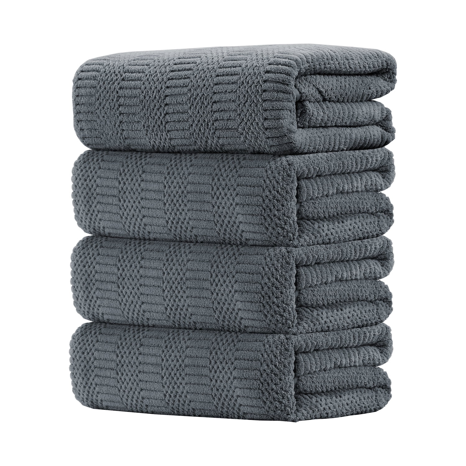 Beartech 4 Piece Microfiber Bath Towel Set,700GSM Family-sized Towel Set ,Quick Dry & Less Lint,Highly Absorbent,Ultra Soft Shower Towel For Bathroom Hotel-Dark Gray