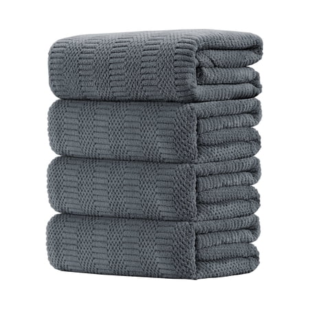 Beartech 4 Piece Microfiber Bath Towel Set,700GSM Family-sized Towel Set ,Quick Dry & Less Lint,Highly Absorbent,Ultra Soft Shower Towel For Bathroom Hotel-Dark Gray