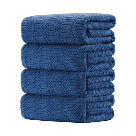 Beartech 4 Piece Microfiber Bath Towel Set,700GSM Family-sized Towel Set ,Quick Dry & Less Lint,Highly Absorbent,Ultra Soft Shower Towel For Bathroom Hotel-Navy Blue