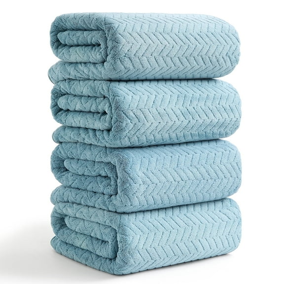 Beartech Beach 100% Microfiber Towels & Washcloths, Green Pine, 4 Count