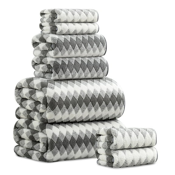 Beartech 8 Piece Microfiber Bath Towel Set 2 Oversized Bath Sheet,2 Hand Towels and 4 Washcloths| Ultra Soft & Less lint,Highly Absorbent Quick Dry Shower Towel For Bath Hotel-Dark Gray