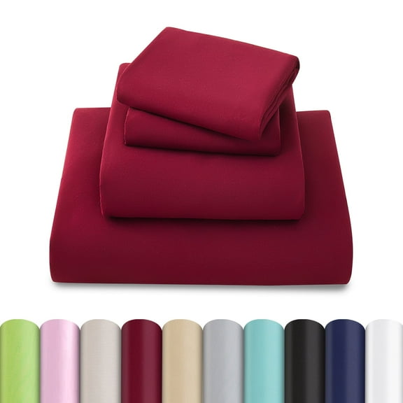 Beartech Polyester Bed Sheets Set 4 Piece King Size Sheet Set, Soft & Lightweight And Breathable Bedding Set, Fitted Sheet, Flat Sheet & 2 Pillowcases-Wine Red