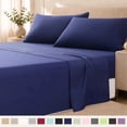 thumbnail image 1 of Beartech 4-Piece Microfiber King Size Bed Sheets Set, Soft Breathable, 14-Inch Deep Pocket Fitted Sheet, Flat Sheet & 2 Pillowcases, Dark Blue, 1 of 11