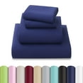thumbnail image 1 of Beartech Polyester Bed Sheets Set 4 Piece King Size Sheet Set, Soft & Lightweight And Breathable Bedding Set, Fitted Sheet, Flat Sheet & 2 Pillowcases-Dark Blue, 1 of 9