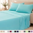 thumbnail image 1 of Beartech Polyester Bed Sheets Set 4 Piece King Size Sheet Set, Soft & Lightweight And Breathable Bedding Set, Fitted Sheet, Flat Sheet & 2 Pillowcases-Sky Blue, 1 of 11
