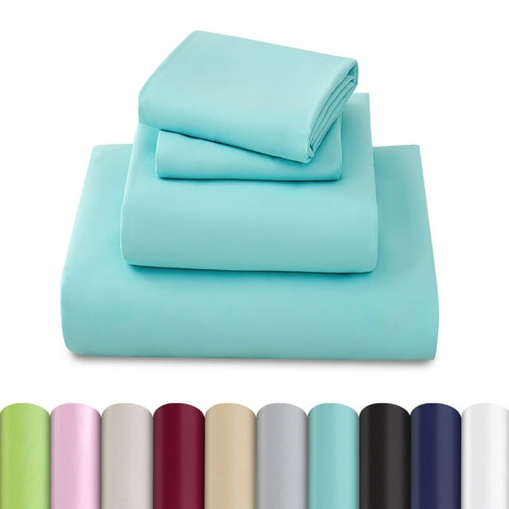 Beartech Polyester Bed Sheets Set 4 Piece King Size Sheet Set, Soft & Lightweight And Breathable Bedding Set, Fitted Sheet, Flat Sheet & 2 Pillowcases-Sky Blue