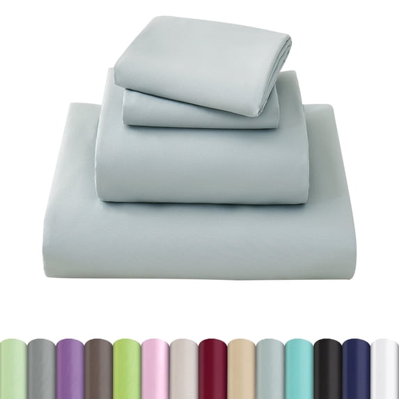 Beartech Polyester Bed Sheets Set 4 Piece Queen/Full Size Sheet Set, Soft & Lightweight And Breathable Bedding Set, Fitted Sheet, Flat Sheet & 2 Pillowcases-Light Gray