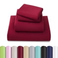 thumbnail image 1 of Beartech Polyester Bed Sheets Set 4 Piece Twin Size Sheet Set, Soft & Lightweight And Breathable Bedding Set, Fitted Sheet, Flat Sheet & 2 Pillowcases-Wine Red, 1 of 9