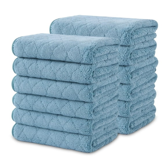Beartech Bath Towel Set 12 Pack Washcloths Ultra Soft & Less Lint Microfiber Plush Highly Absorbent Quick Dry Face Towel Luxury Towels Set Wash Cloths Fingertip Towels -Turquoise