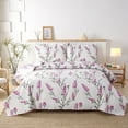 thumbnail image 1 of Beartech Floral Quilt Set King Size Rose Purple Lilac Quilt Lightweight Reversible Microfiber Bedspread Coverlet Bedding Set, 1 of 7