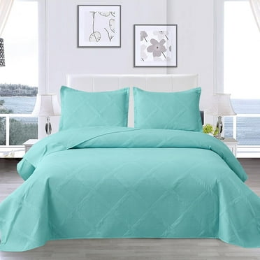 Beartech Solid Color Quilt Set Queen/Full Size Apple Green Bedspread Coverlet Microfiber Bedding Lightweight Reversible Set,Soft Bedding for All Seasons