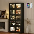 thumbnail image 1 of Anrist Display Cabinet with RGB LED Lights & Tempered Glass Doors, 5-Tier Curio Cabinet with Storage for Collectibles, Black, 1 of 9