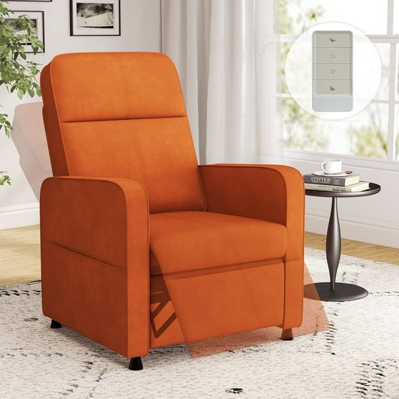Anrist Electric Recliner Chair with Adjustable Backrest & Footrest, Upholstered Recliner Sofa for Living Room, Nursery, Orange