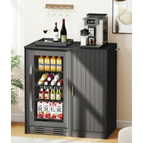 Anrist Fluted Coffee Bar Cabinet with Mini Fridge Space & Power Outlet for Living Room, 1 Cabinet, Kitchen, Dining Room, Black