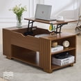 thumbnail image 1 of Anrist Lift Top Coffee Table with storage for Living Room - Hidden Compartment & 5 Open Spaces, Walnut, 1 of 9