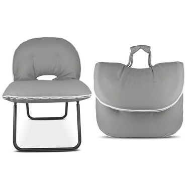 Anrist Portable Folding Chairs with cushion - Ergonomic Sofa Chair with Foldable Metal Frame for Living Room,Gray