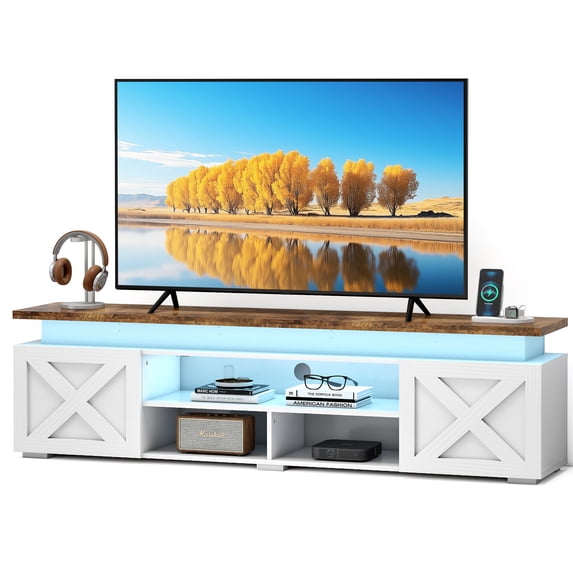 Electrical Outlet Living Room TV Reference: Anrist TV Stand With Led Lights Power Outlets For Tvs