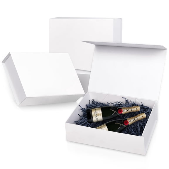 Anscher 3 Pack White Large Magnetic Gift Boxes with Closure Lid12.5×8.5×4 inch for bridal proposals baby showers birthdays and graduations