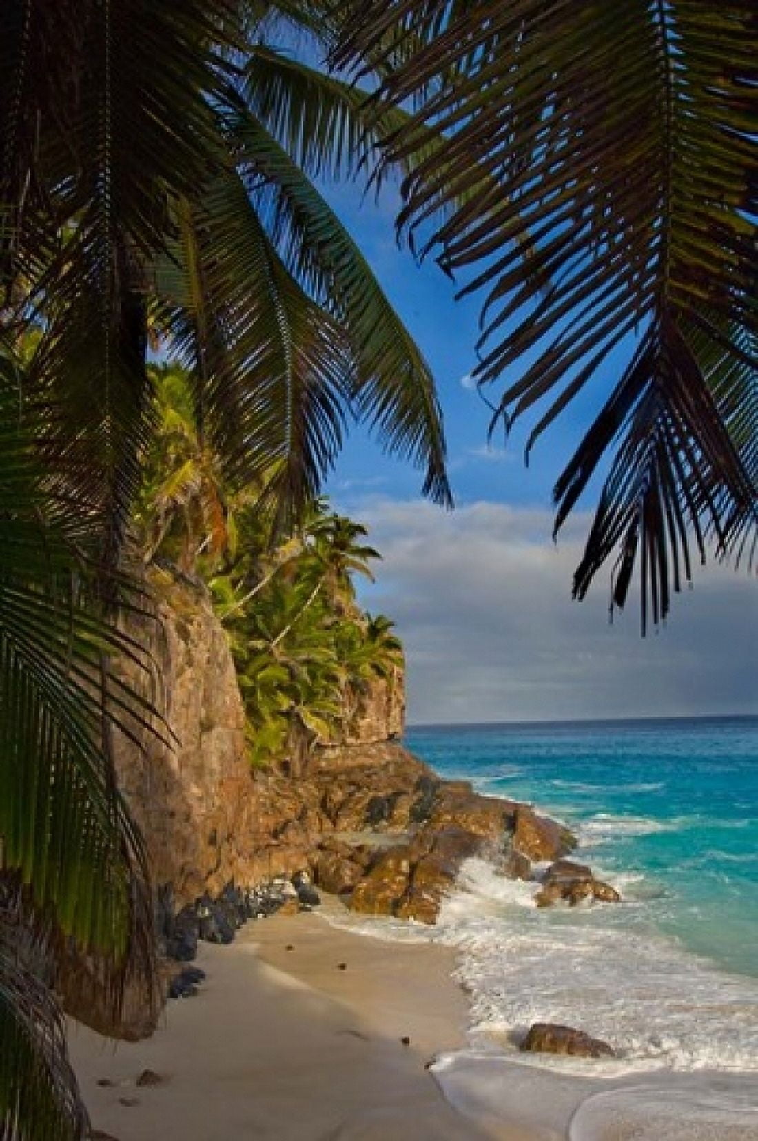 Anse Beach on Fregate Island Seychelles Africa Canvas Art - Alison Wright DanitaDelimont (11 x 17)
