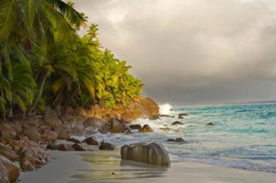 Anse Beach on Fregate Island Seychelles Canvas Art - Alison Wright DanitaDelimont (34 x 23)
