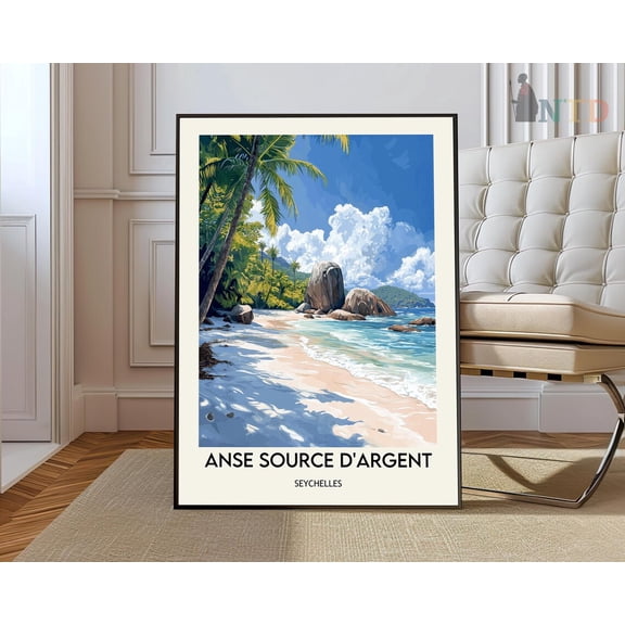 Anse Source D Argent La Digue Poster, Unframed Paper Poster 8x10in