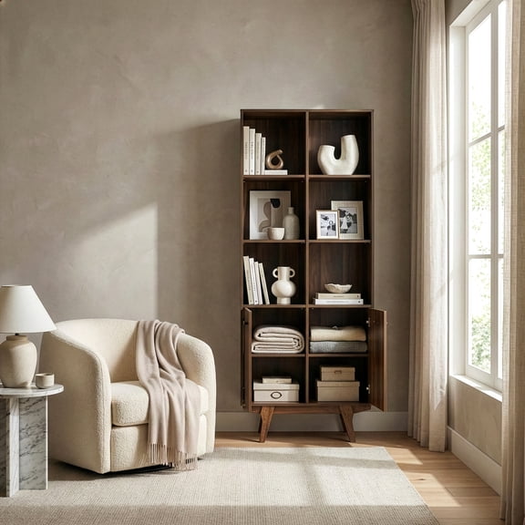 Ansel Bookcase Display Shelf with Storage Cabinet