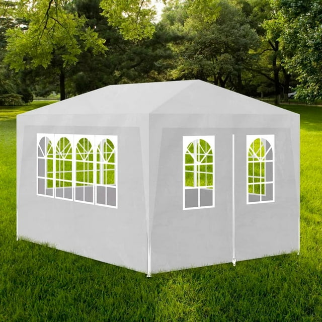 Anself 10' x 13' with 4 Walls White Gazebo Canopy Wedding Party Tent
