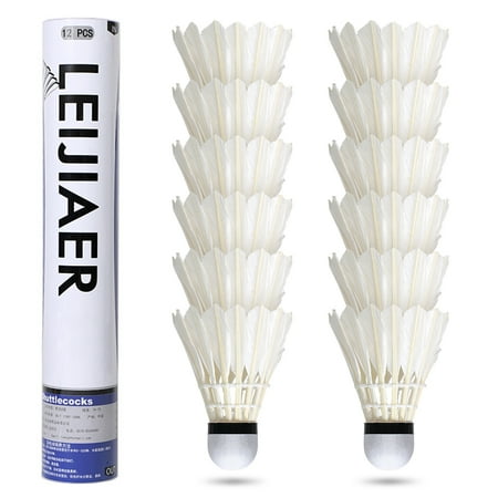 Anself 12 Pieces Badmintons Duck and Goose Feather Cock and Foam Head Shuttlecock Set with Storage Tube