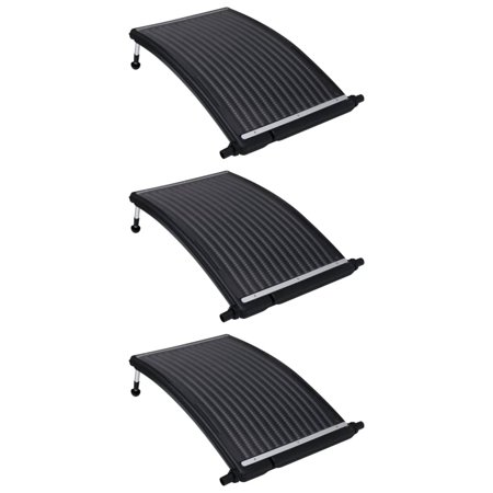 Anself 3 Piece Curved Pool Solar Heat Panels with Adjustable Legs Above Ground Swimming Pool Heating System Black 43.3 x 25.6 x 2.8 Inches (L x W x H)