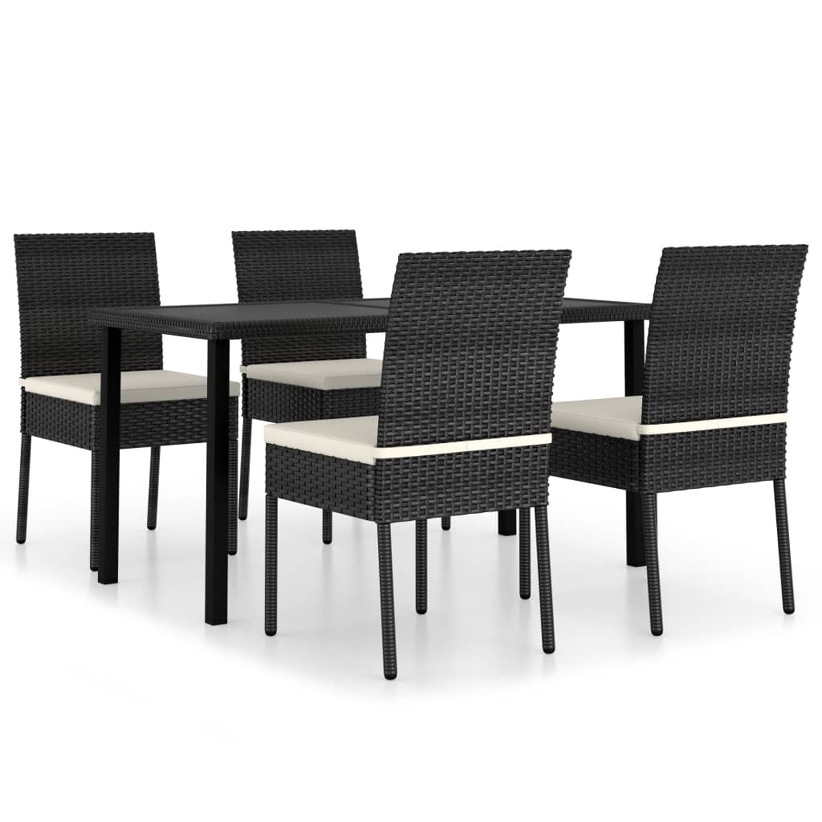 Anself 5 Piece Patio Dining Set Glass Top Rectangle Table and 4 Chairs